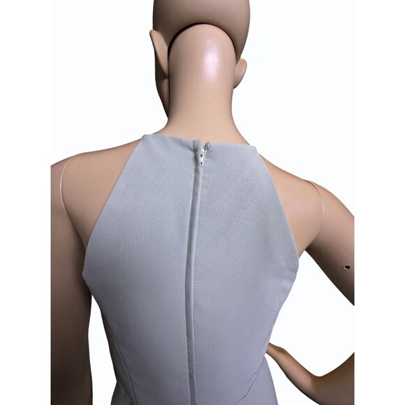 DAVID's BRIDAL Blue  Sz 2 Halter Neck Chiffon Bride's Maid Prom Dress Side Slit - Picture 9 of 16